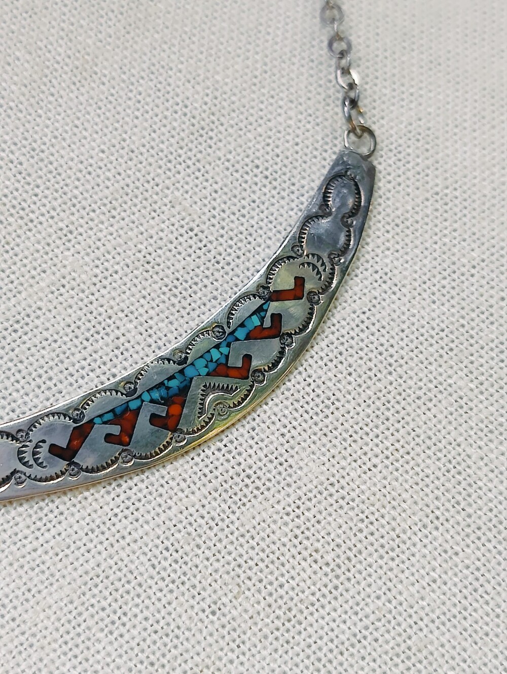 Vintage Sterling Navajo Nakai Necklace - Picture 13 of 15